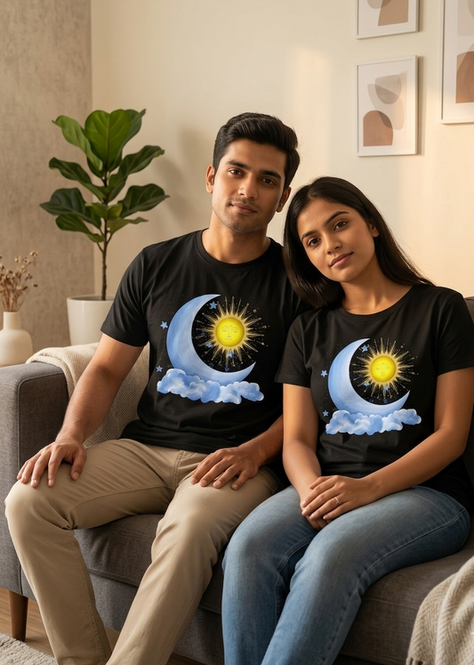 Celestial Sun & Moon Graphic T-Shirt | Premium Cotton | Trendy Aesthetic Streetwear