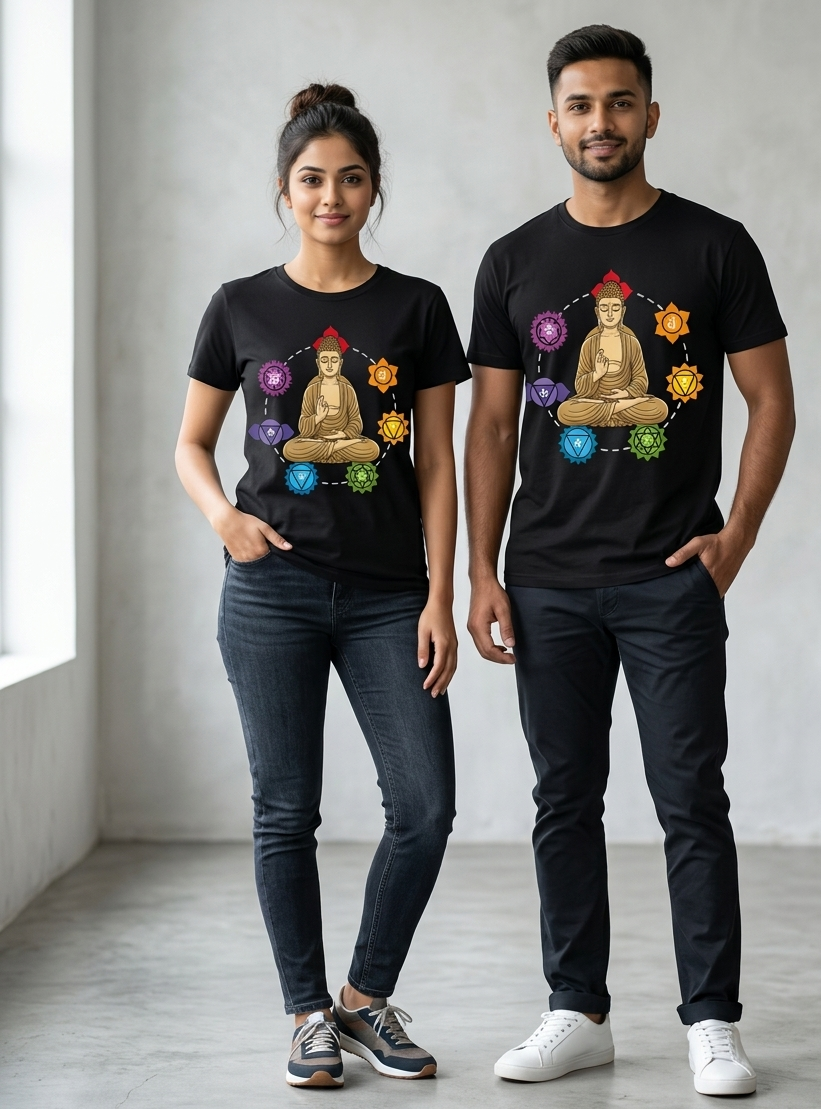 Spiritual Buddha Chakra T-Shirt | Meditation Yoga Graphic Tee | 7 Chakra Energy Design | Premium Cotton Crew Neck Shirt for Men & Women