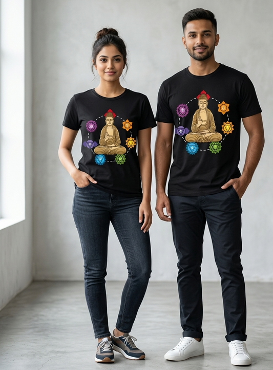 Spiritual Buddha Chakra T-Shirt | Meditation Yoga Graphic Tee | 7 Chakra Energy Design | Premium Cotton Crew Neck Shirt for Men & Women