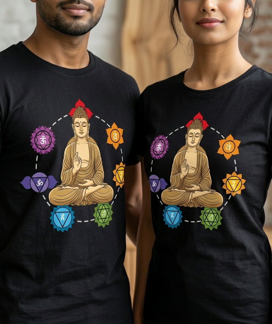 Spiritual Buddha Chakra T-Shirt | Meditation Yoga Graphic Tee | 7 Chakra Energy Design | Premium Cotton Crew Neck Shirt for Men & Women