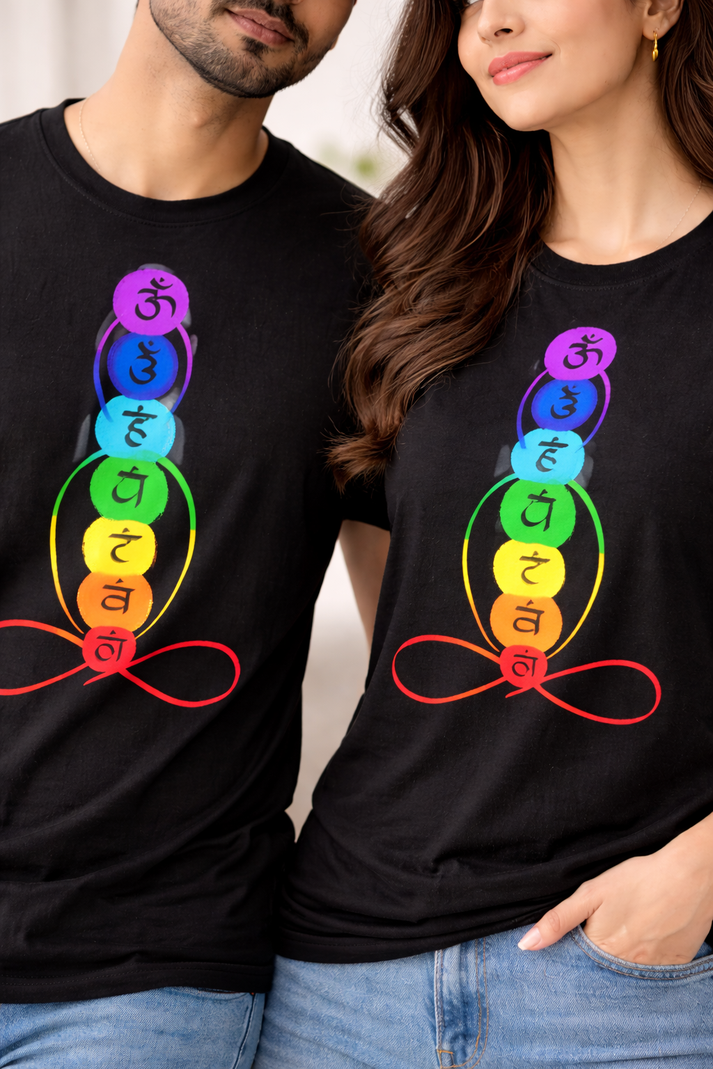 7 Chakra Om Symbol Spiritual T-Shirt – Rainbow Energy Meditation Yoga Tee for Men & Women | Unisex Cotton Crew Neck