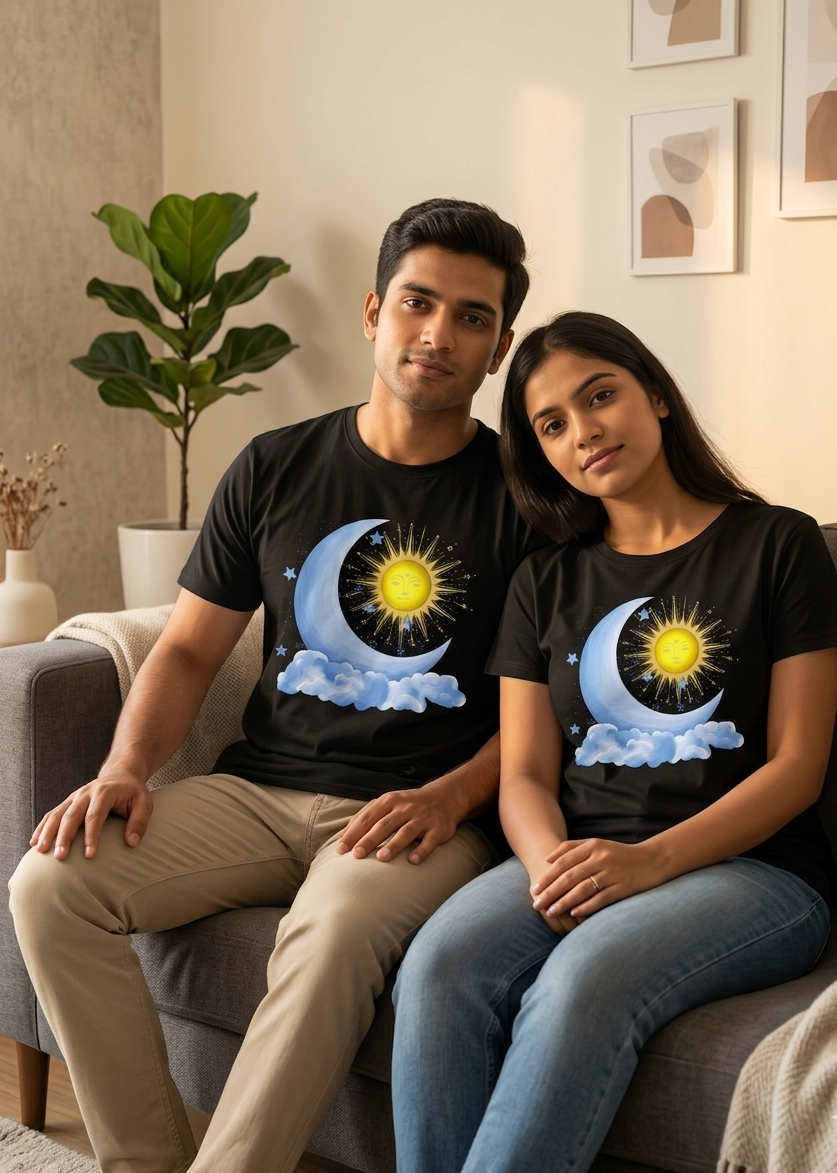 Celestial Sun & Moon Graphic T-Shirt | Premium Cotton | Trendy Aesthetic Streetwear