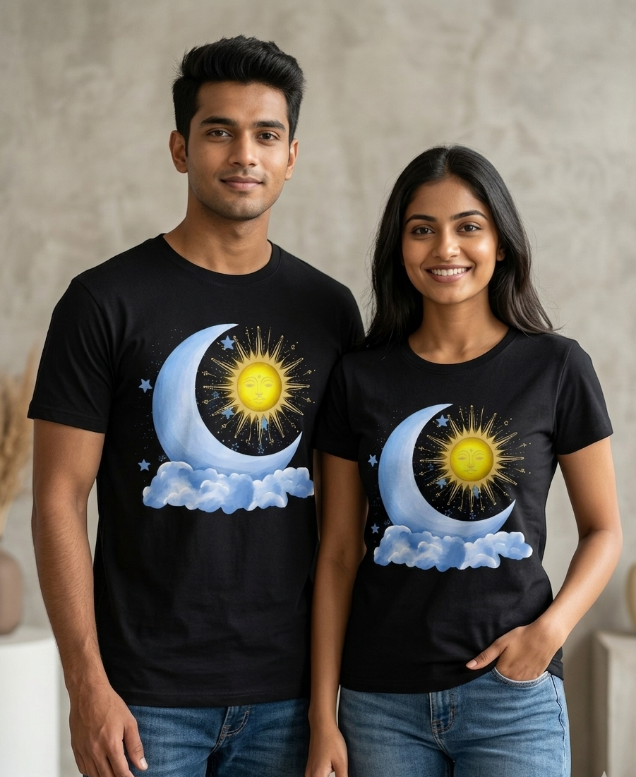 Celestial Sun & Moon Graphic T-Shirt | Premium Cotton | Trendy Aesthetic Streetwear
