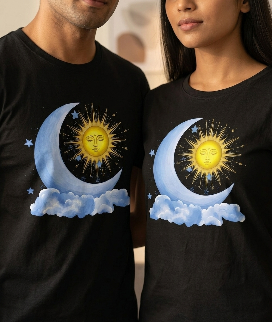 Celestial Sun & Moon Graphic T-Shirt | Premium Cotton | Trendy Aesthetic Streetwear