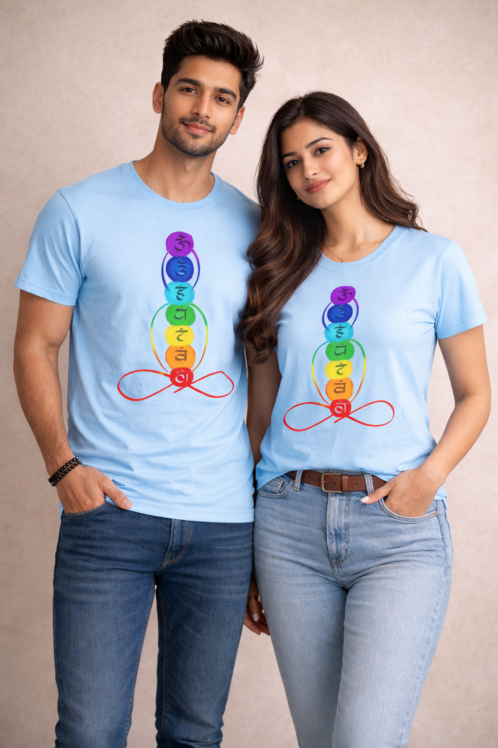 7 Chakra Om Symbol Spiritual T-Shirt – Rainbow Energy Meditation Yoga Tee for Men & Women | Unisex Cotton Crew Neck