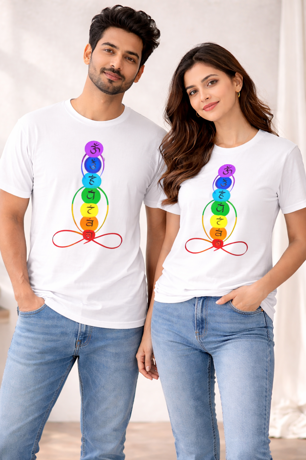 7 Chakra Om Symbol Spiritual T-Shirt – Rainbow Energy Meditation Yoga Tee for Men & Women | Unisex Cotton Crew Neck